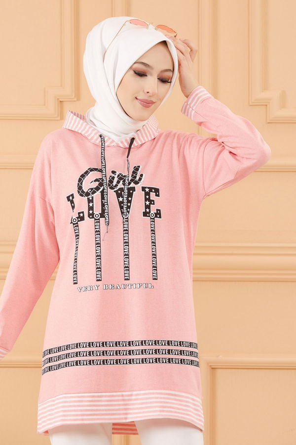 Düz Orta Kadın Pembe SWEAT - 8825