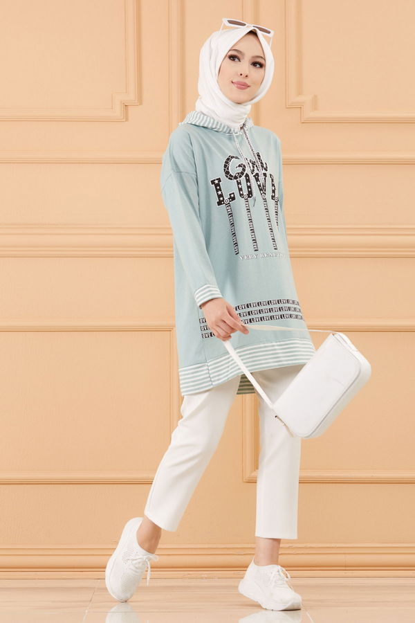 Düz Orta Kadın Yeşil SWEAT - 8825 YEŞİL
