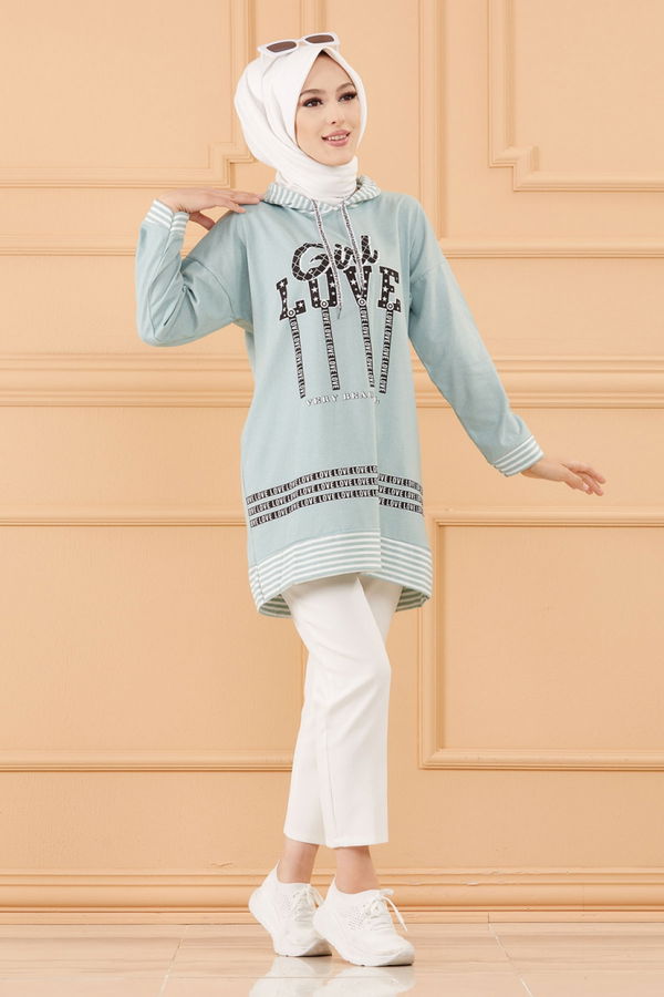 Düz Orta Kadın Yeşil SWEAT - 8825 YEŞİL