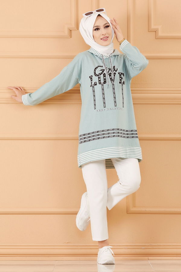 Düz Orta Kadın Yeşil SWEAT - 8825 YEŞİL