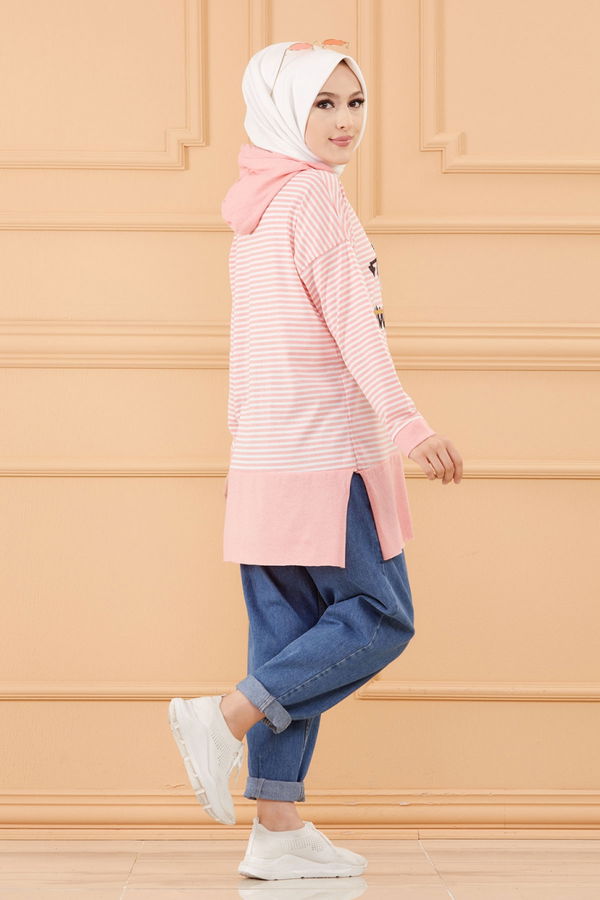 Düz Orta Kadın Pembe SWEAT - 8823
