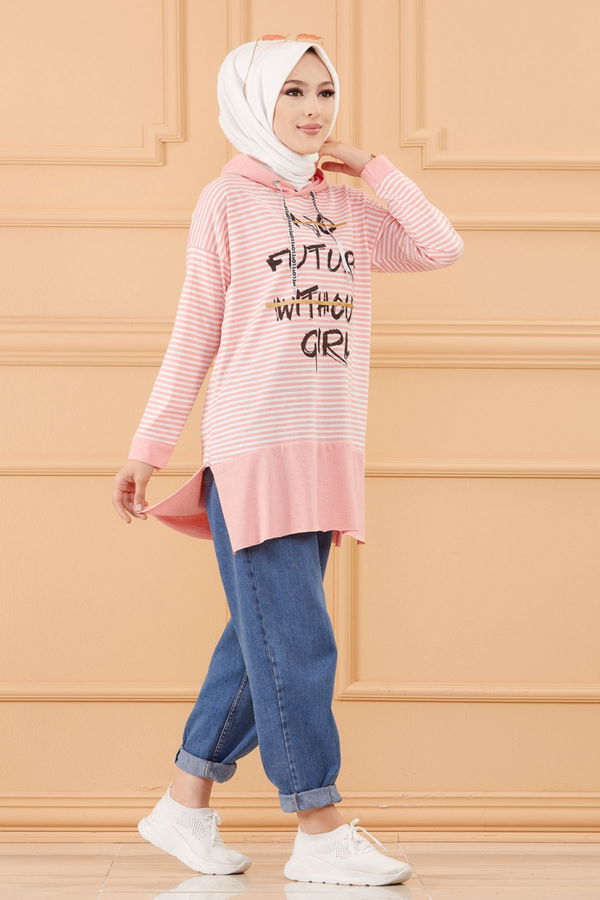 Düz Orta Kadın Pembe SWEAT - 8823
