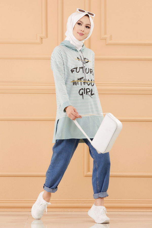 Düz Orta Kadın Yeşil SWEAT - 8823 YEŞİL