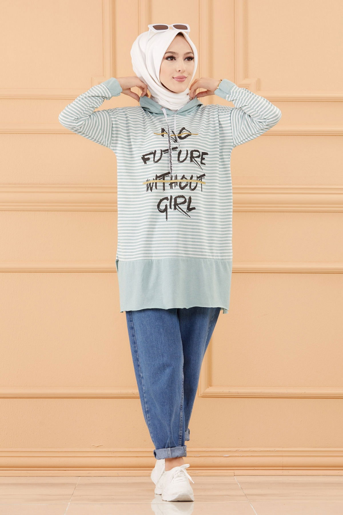 Düz Orta Kadın Yeşil SWEAT - 8823 YEŞİL