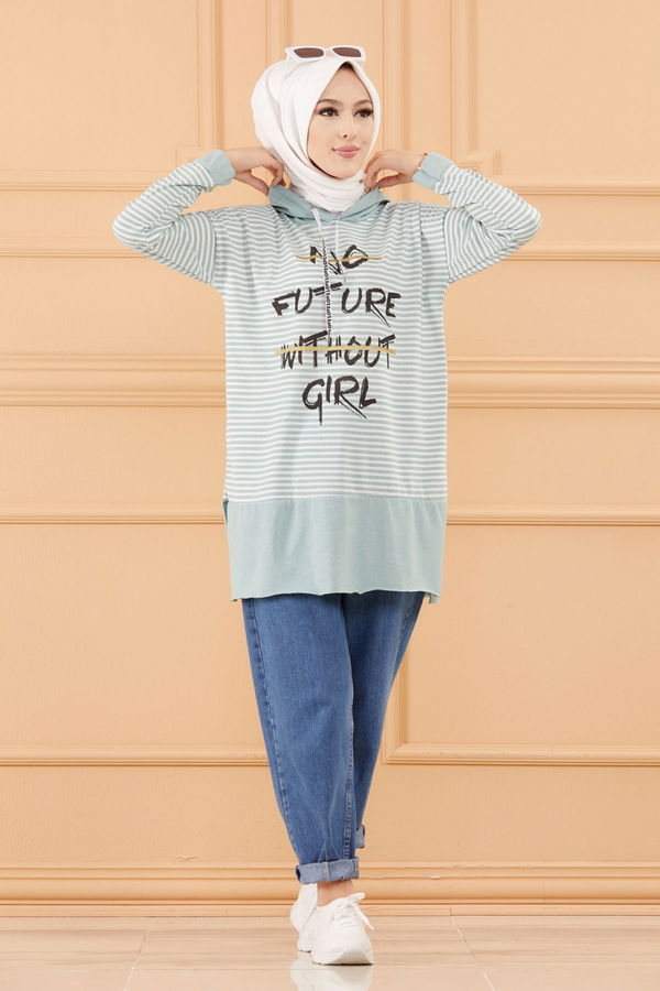 Düz Orta Kadın Yeşil SWEAT - 8823 YEŞİL