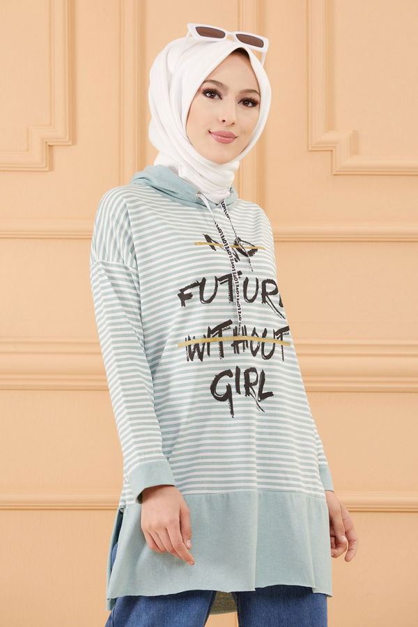 Düz Orta Kadın Yeşil SWEAT - 8823 YEŞİL