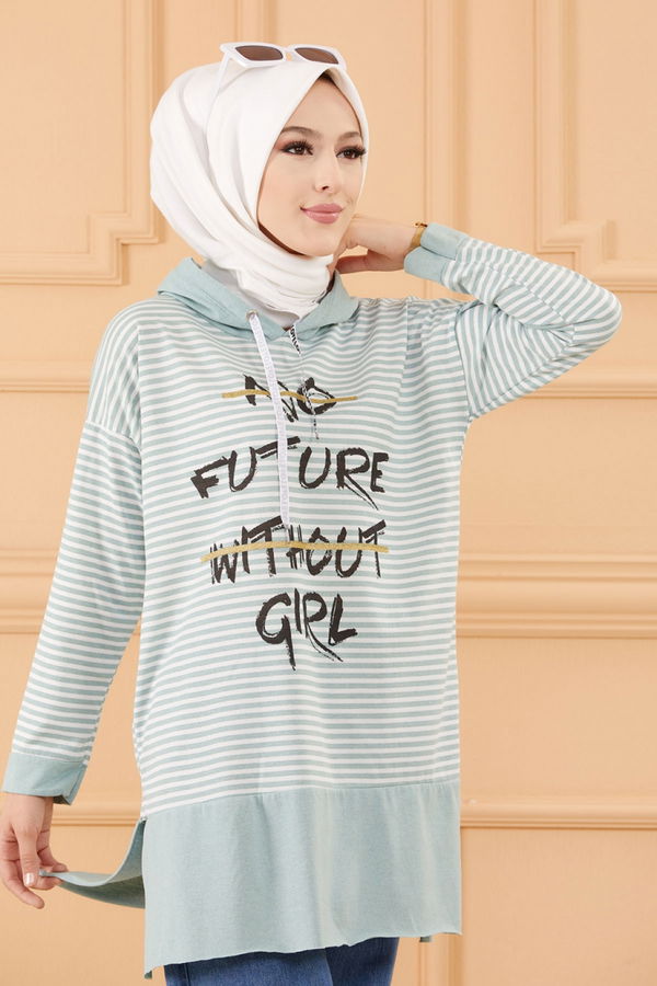 Düz Orta Kadın Yeşil SWEAT - 8823 YEŞİL