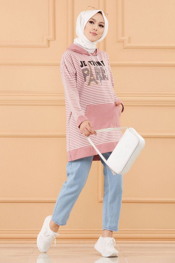 Düz Orta Kadın Pembe SWEAT - 8826 PEMBE