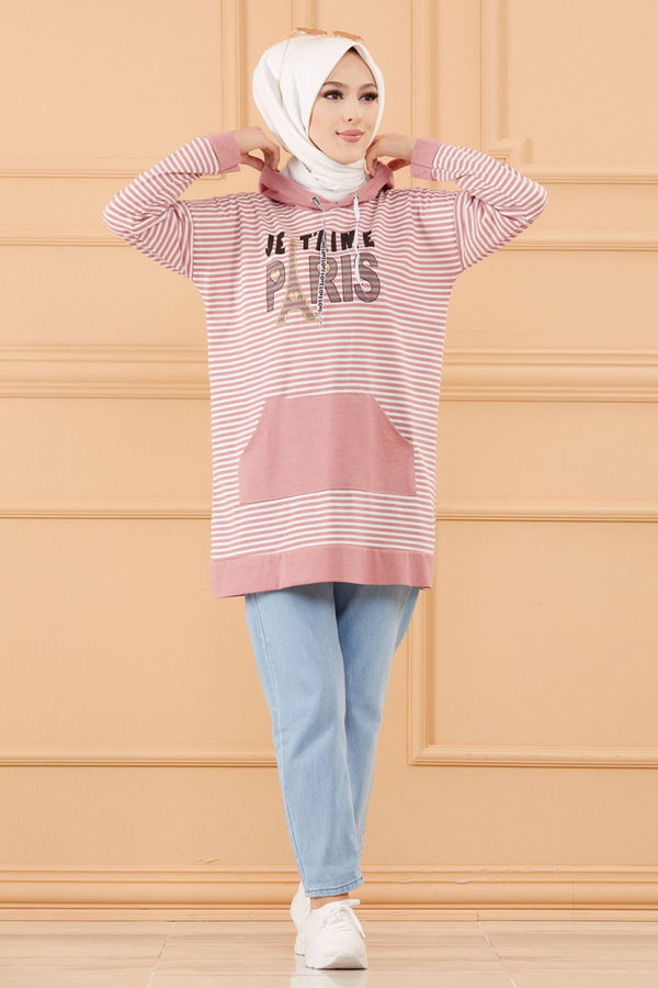 Düz Orta Kadın Pembe SWEAT - 8826 PEMBE