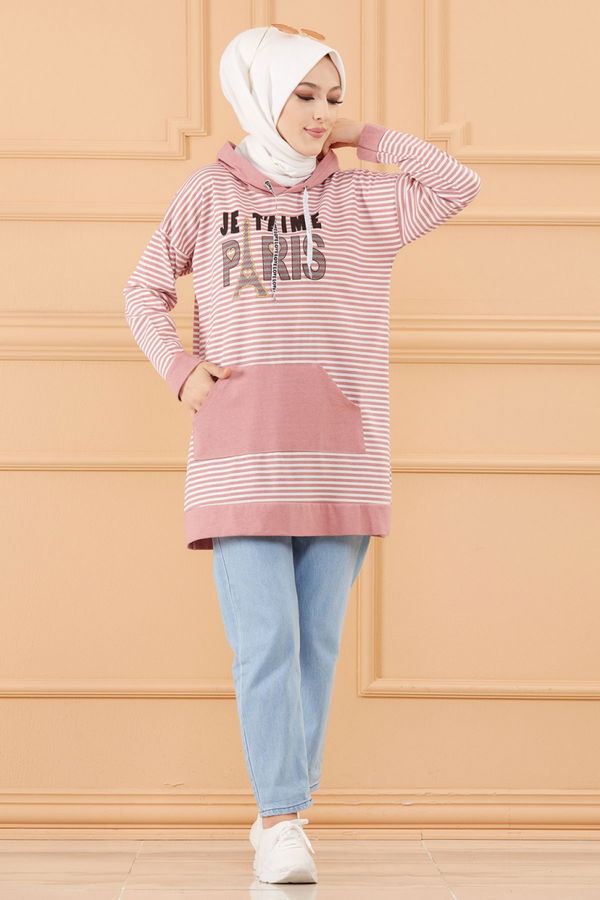 Düz Orta Kadın Pembe SWEAT - 8826 PEMBE