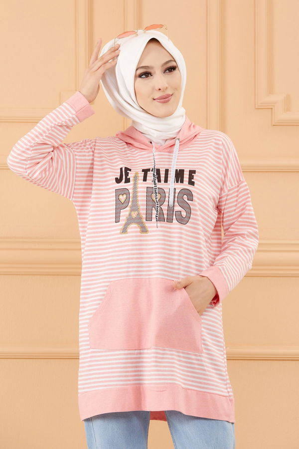 Düz Orta Kadın Pembe SWEAT - 8826