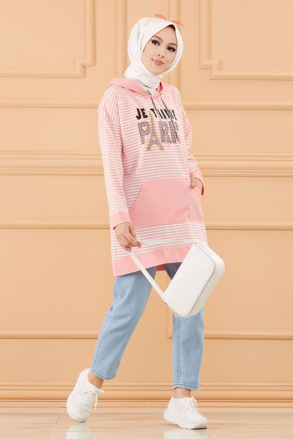 Düz Orta Kadın Pembe SWEAT - 8826