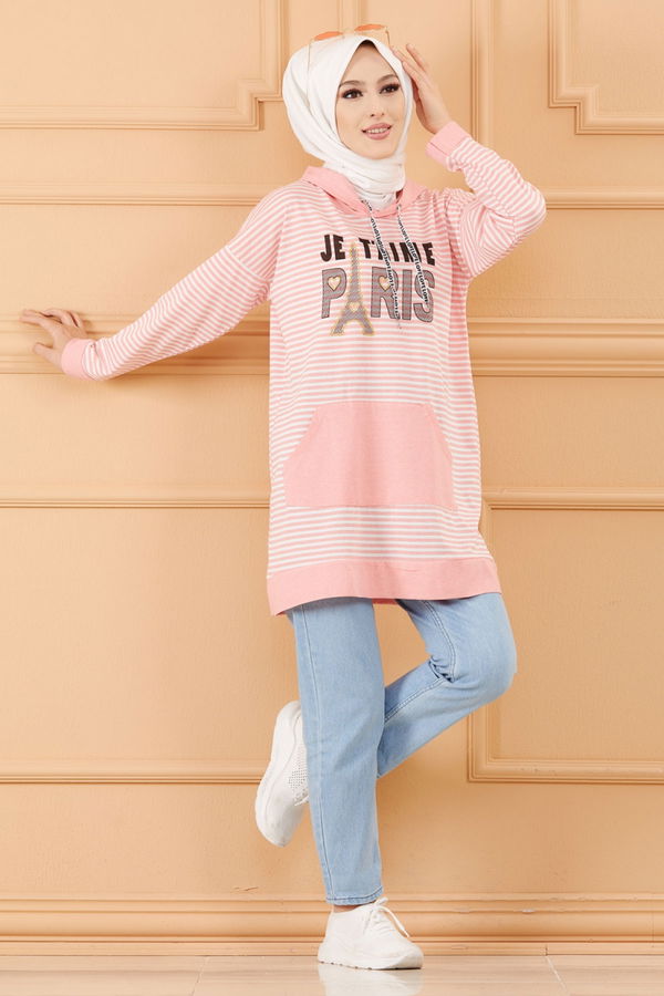 Düz Orta Kadın Pembe SWEAT - 8826