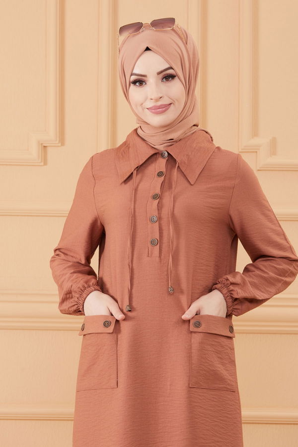 Düz Orta Kadın Taba TUNIK PANTOLON - 20632