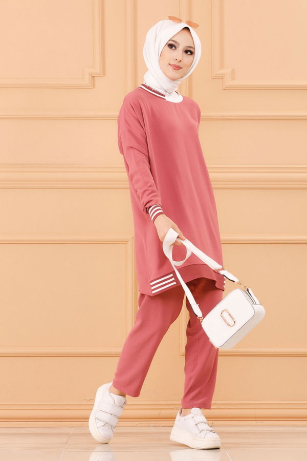 Düz Orta Kadın Pembe TUNIK PANTOLON - 20634