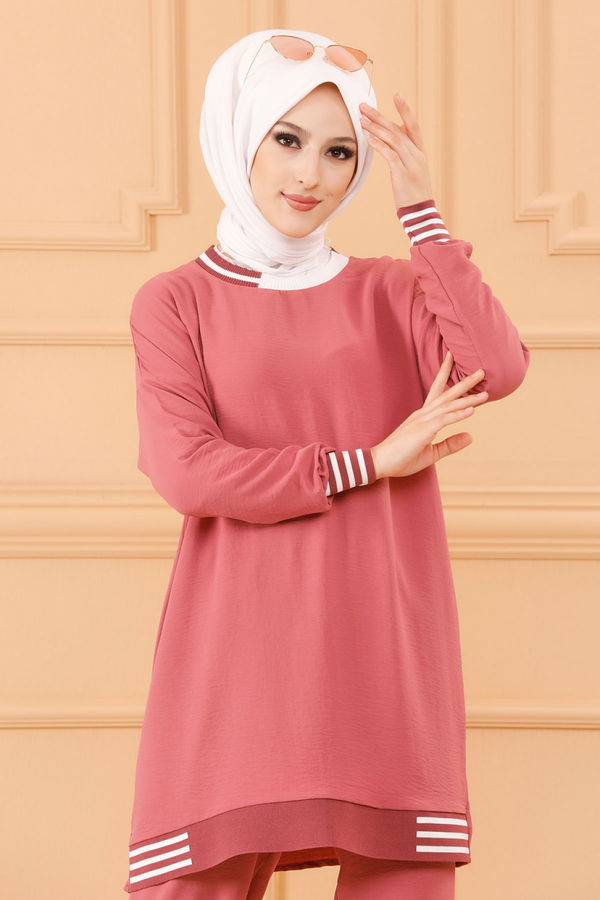 Düz Orta Kadın Pembe TUNIK PANTOLON - 20634