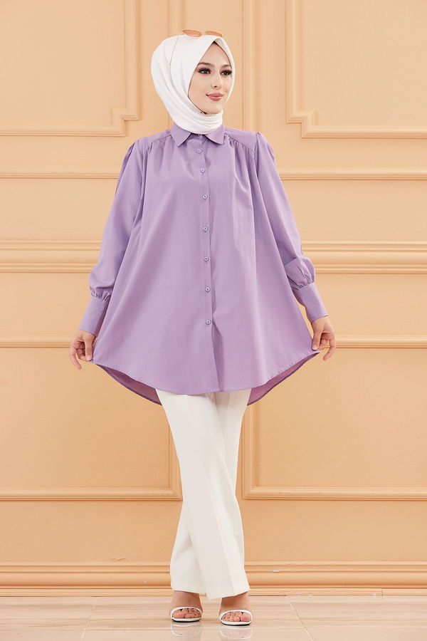 Düz Orta Kadın Lila TUNIK - 8691