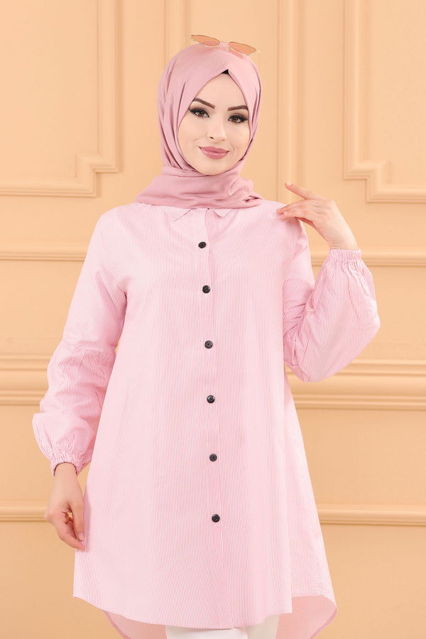 Düz Orta Kadın Pembe TUNIK - 3505