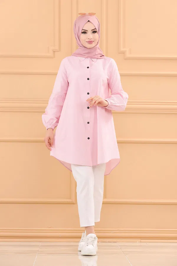 Düz Orta Kadın Pembe TUNIK - 3505