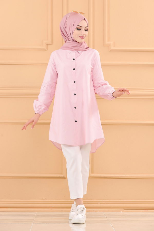 Düz Orta Kadın Pembe TUNIK - 3505