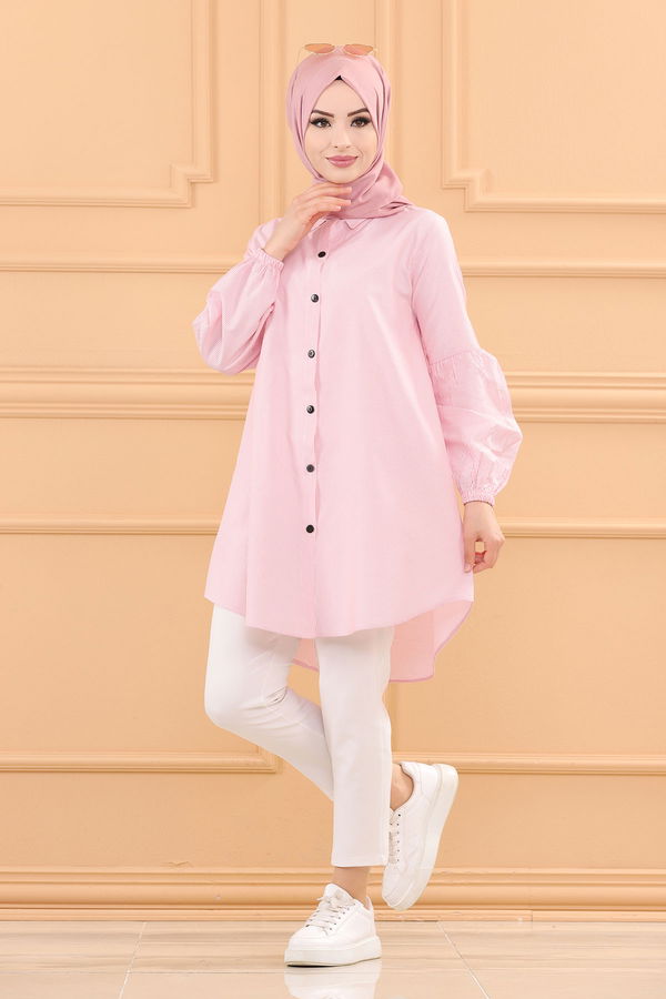 Düz Orta Kadın Pembe TUNIK - 3505