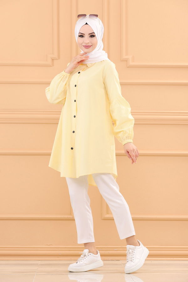 Düz Orta Kadın Sarı TUNIK - 3505 Sarı