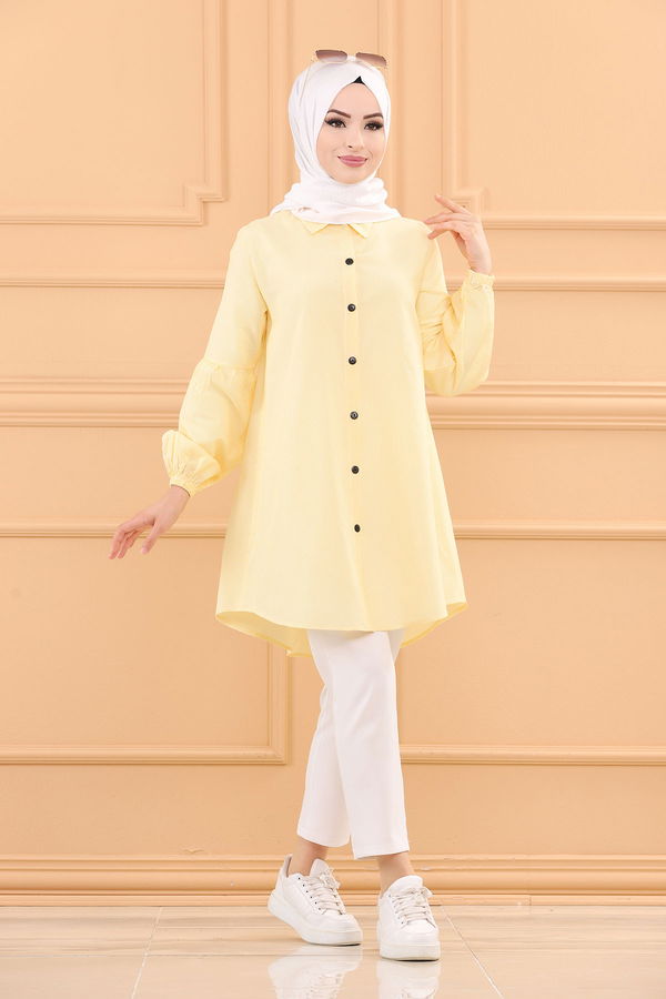 Düz Orta Kadın Sarı TUNIK - 3505 Sarı