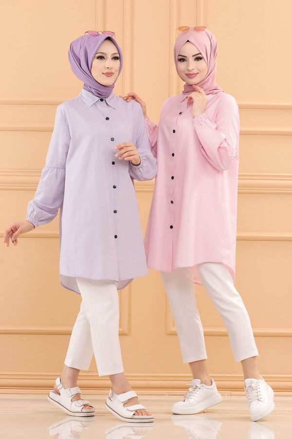 Düz Orta Kadın Pembe TUNIK - 3505