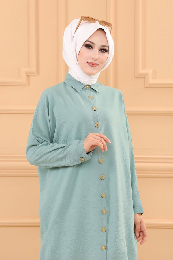 Düz Orta Kadın Yeşil TUNIK - 3493