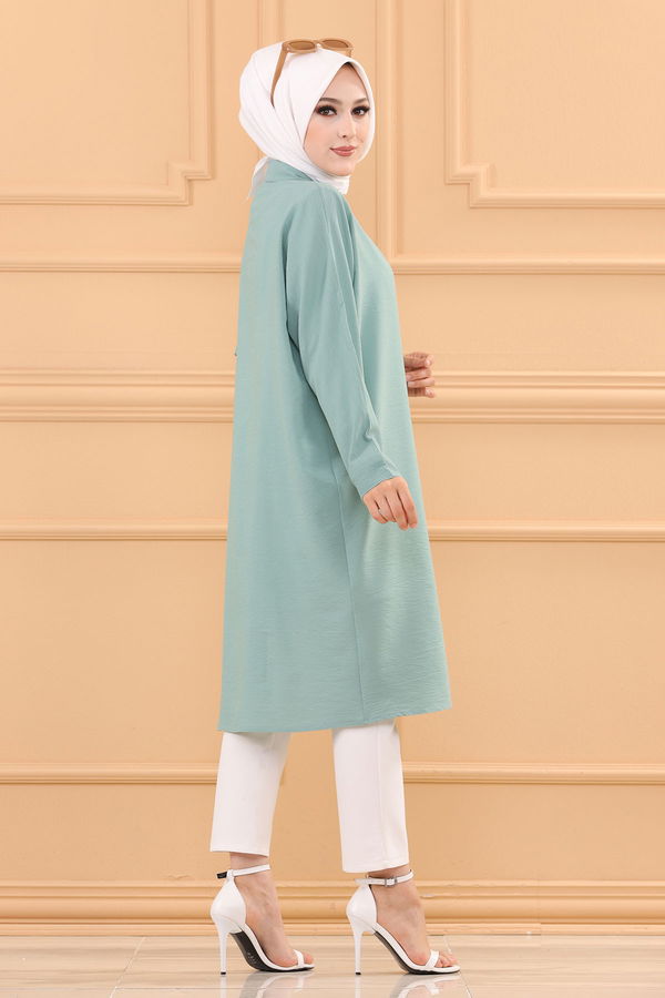 Düz Orta Kadın Yeşil TUNIK - 3493