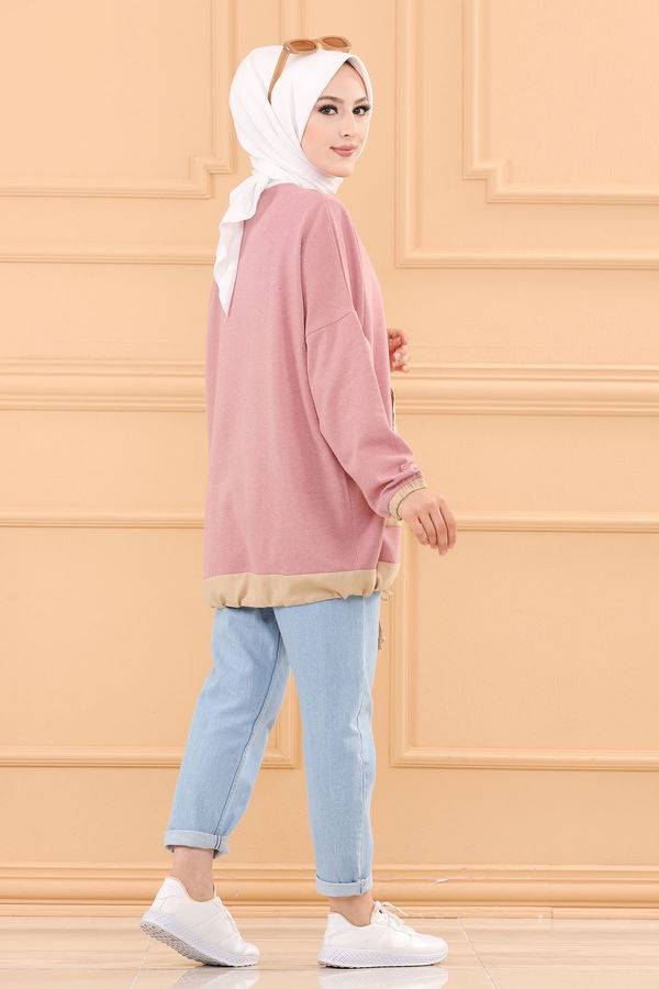 Düz Bisiklet Yaka Kadın Pembe TUNIK - 3329 PEMBE