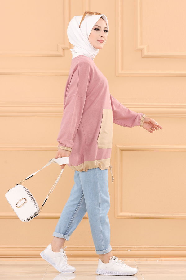 Düz Bisiklet Yaka Kadın Pembe TUNIK - 3329 PEMBE