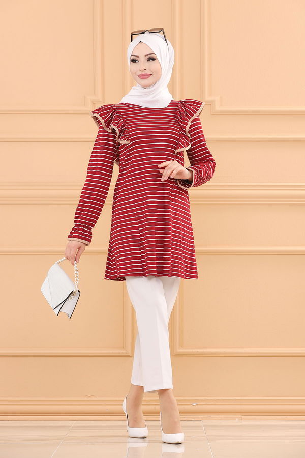 Düz Orta Kadın Bordo TUNIK - 3755 BORDO