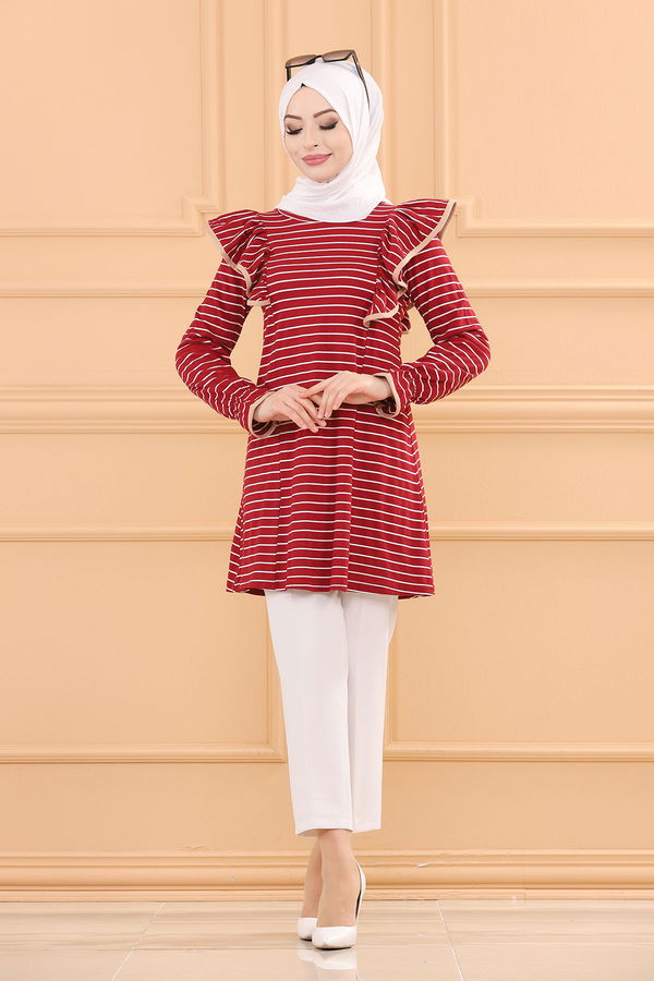 Düz Orta Kadın Bordo TUNIK - 3755 BORDO