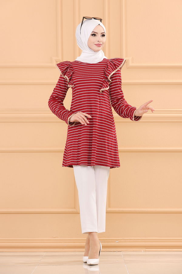 Düz Orta Kadın Bordo TUNIK - 3755 BORDO