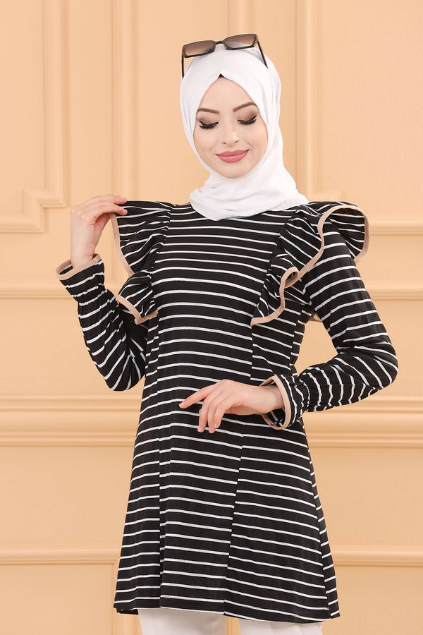 Düz Orta Kadın Siyah TUNIK - 3755 SİYAH