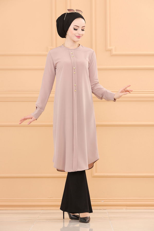 Düz Orta Kadın Bej TUNIK - 3770 BEJ