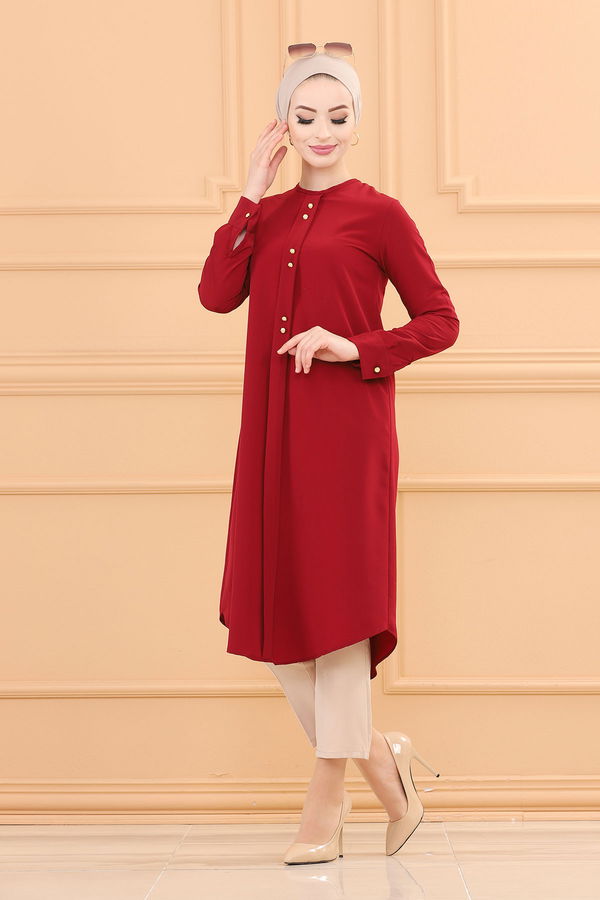 Düz Orta Kadın Bordo TUNIK - 3770