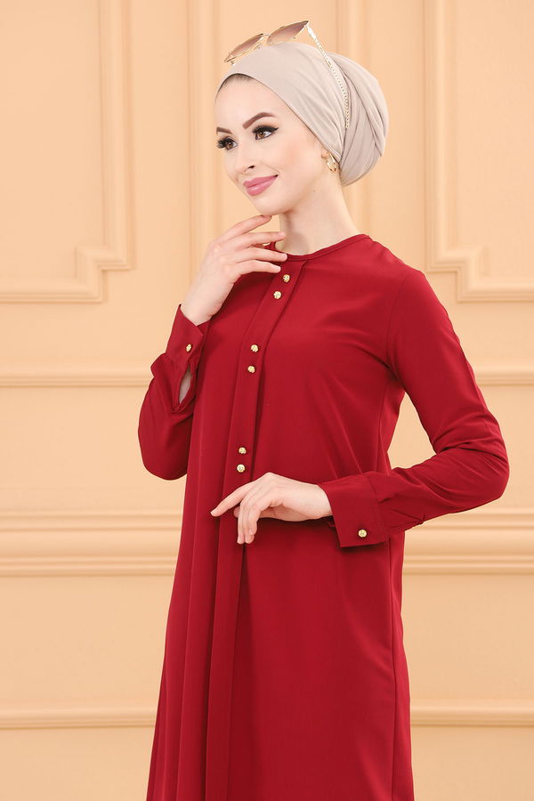 Düz Orta Kadın Bordo TUNIK - 3770