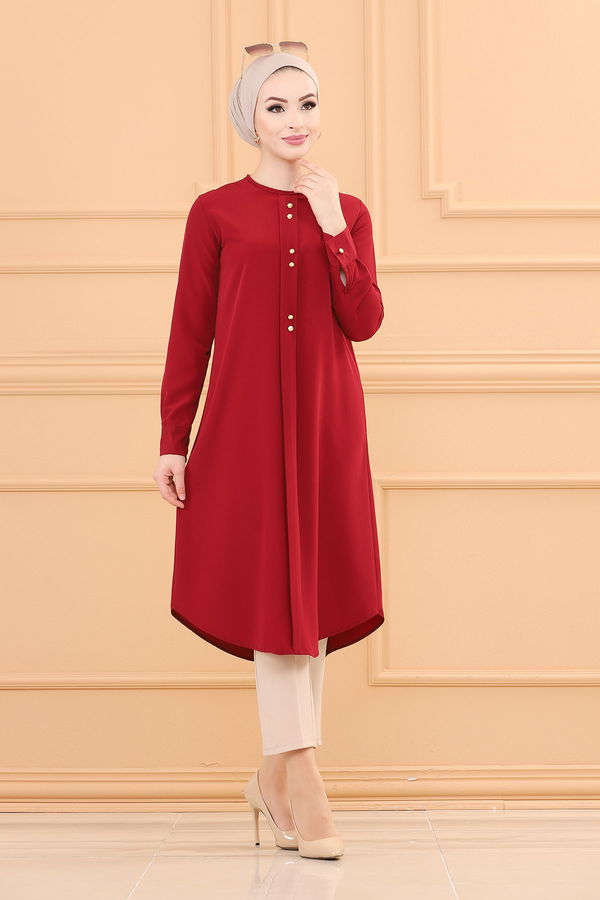 Düz Orta Kadın Bordo TUNIK - 3770
