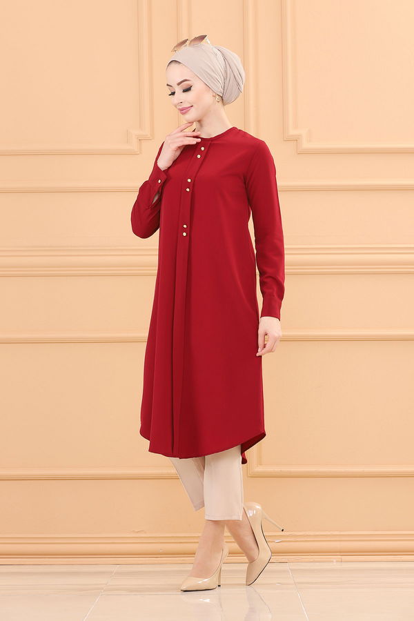 Düz Orta Kadın Bordo TUNIK - 3770
