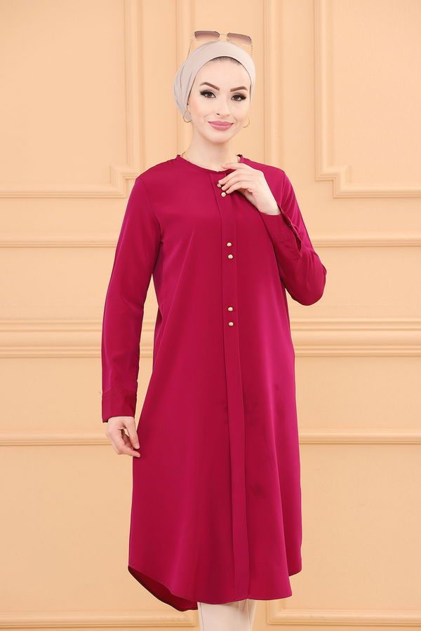 Düz Orta Kadın Mor TUNIK - 3770