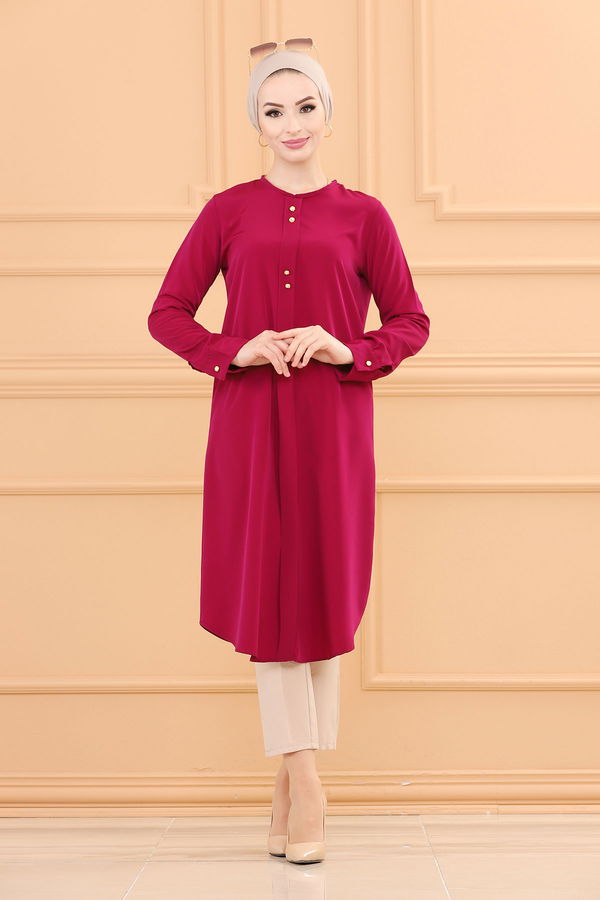Düz Orta Kadın Mor TUNIK - 3770