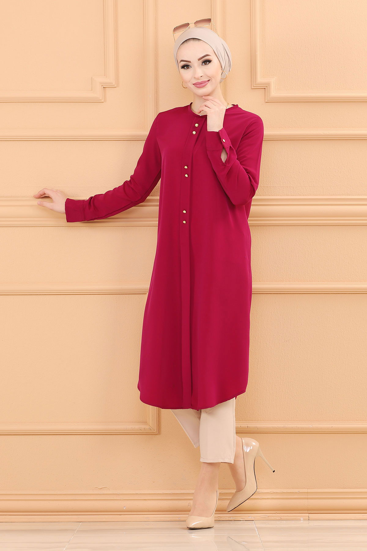 Düz Orta Kadın Mor TUNIK - 3770
