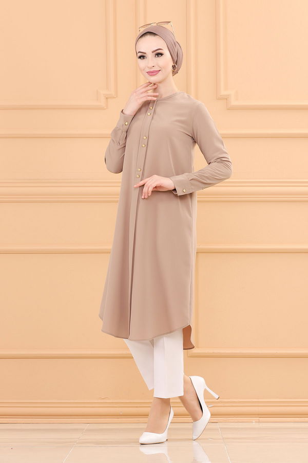 Düz Orta Kadın Vizon TUNIK - 3770