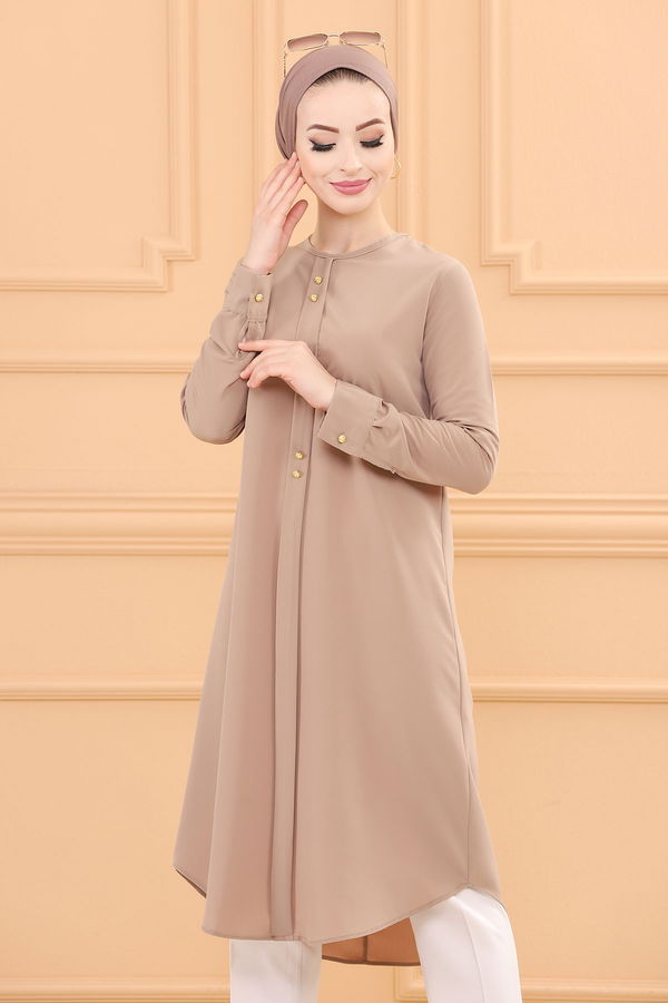 Düz Orta Kadın Vizon TUNIK - 3770