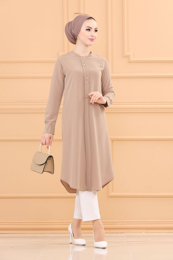 Düz Orta Kadın Vizon TUNIK - 3770