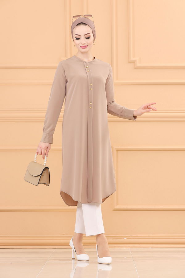 Düz Orta Kadın Vizon TUNIK - 3770
