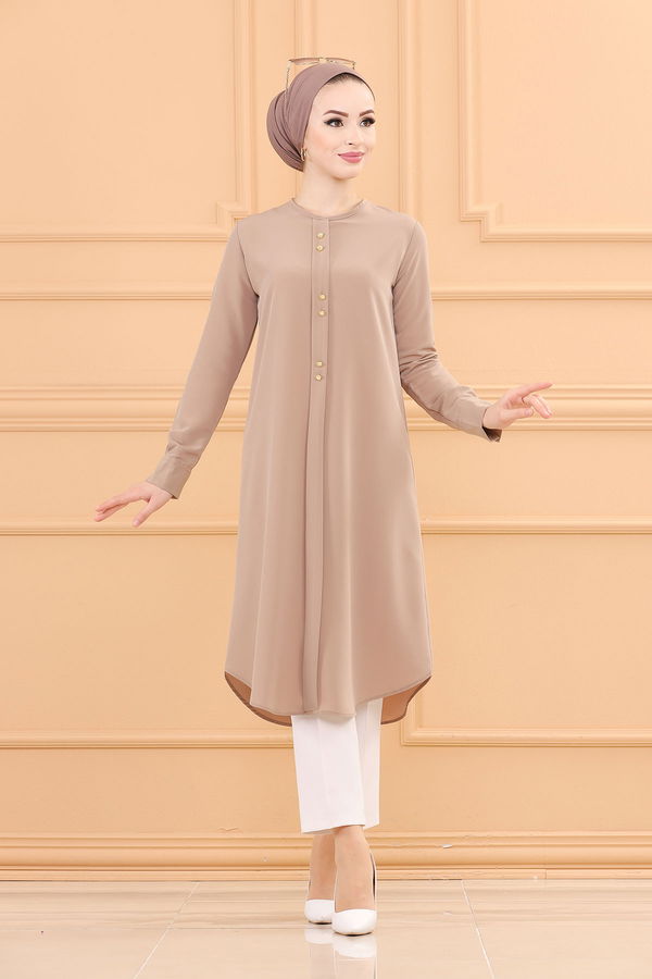 Düz Orta Kadın Vizon TUNIK - 3770