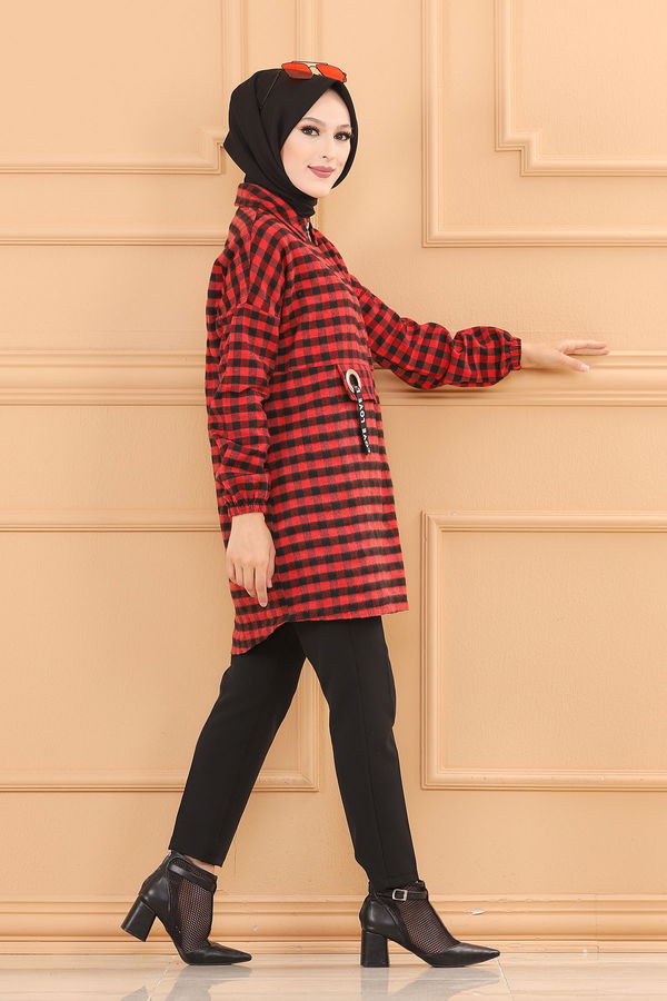 Düz Orta Kadın Bordo TUNIK - 3779